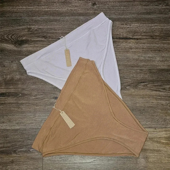 Skims Stretch Cotton Jersey Cheeky Tanga 2 pair Sz 4x High Cut Underwear - Picture 3 of 11